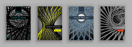 Futuristic cover set. Industrial vector composition. Dynamic forms. Futuristic design posters.のイラスト素材