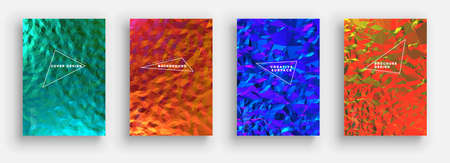 Minimal covers design. Colorful gradients. Future triangle patterns. 3d surface.のイラスト素材