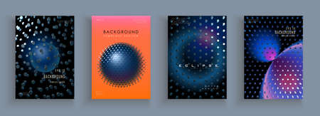 Cover templates with abstract hexagons. 3d space composition. Cover set for placards, banners, flyers, presentations and reports.のイラスト素材