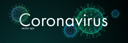 Novel Coronavirus. 2019-nCoV. Virus Covid-19. Coronavirus 3d isolated vector illustration. Black background pattern. Color line artのイラスト素材
