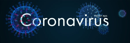 Novel Coronavirus. 2019-nCoV. Virus Covid-19. Coronavirus 3d isolated vector illustration. Black background pattern. Color line artのイラスト素材