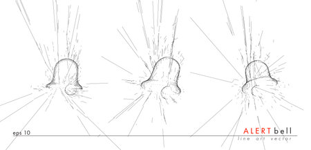 Bell graphic set. Art line  Handbell line sign. Alert vector illustration.のイラスト素材