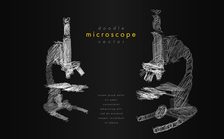 Set of microscope vector illustration in line art style.のイラスト素材