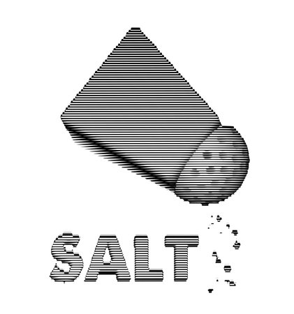 Salt shaker upside down to sprinkle. Vector monochrome graphic object or design element in monochrome style isolated on white.のイラスト素材