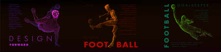 A set of football, soccer players drawing by color lines with text. Creative sport concept.のイラスト素材