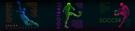 A set of football, soccer players drawing by color lines with text. Creative sport concept.のイラスト素材