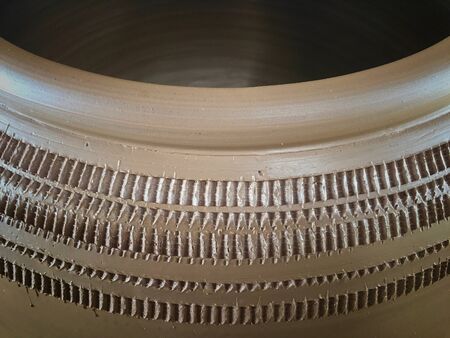 Close up of pottery rim patternの写真素材
