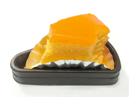 Closeup of orange jam cakeの写真素材
