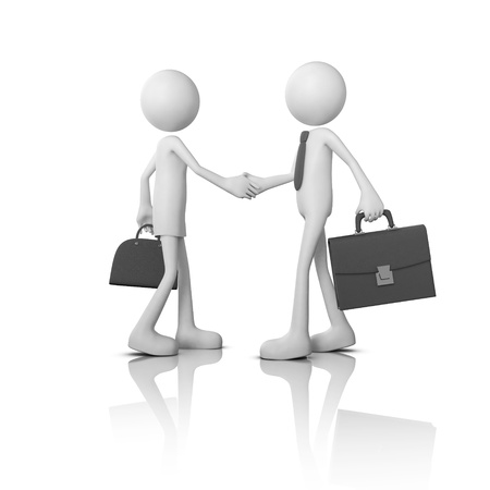 Two businessmen handshaking rendered on a white background の写真素材