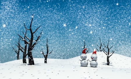 Snowman in the winter の写真素材