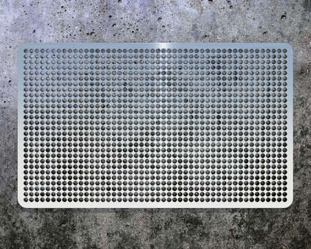 Steel Waffle Frame on Rough Concreteの写真素材