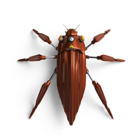 top view of artificial, streamline, art deco style, beetle insect robot high resolution 3d renderの写真素材