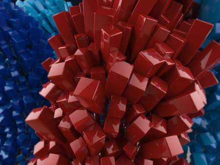 Shiny glossy metal cubic crystal abstract background 3d rendering