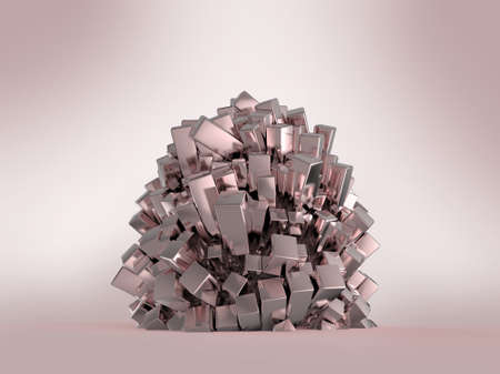 Shiny glossy metal cubic crystal abstract background 3d renderingの写真素材