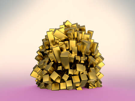 Shiny glossy metal cubic crystal abstract background 3d rendering
