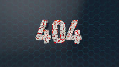 404 page not found error screen abstract 3d render with shattered glassy text.