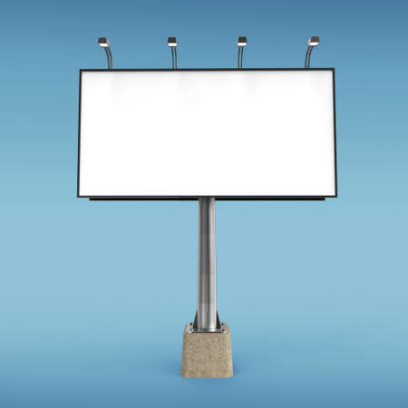 Blank white billboard template . 3d render for your special design, isolated mockupの写真素材