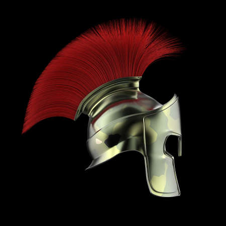 high quality spartan helmet, Greek roman warrior Gladiator, legionnaire heroic soldier, sprts fan, 3d render isolatedの写真素材