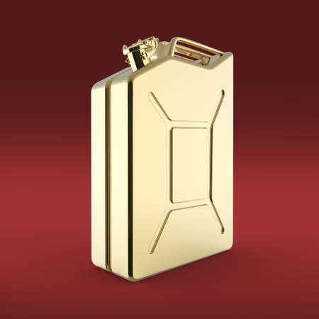 glossy golden jerry can fuel canister 3d render isolatedの写真素材
