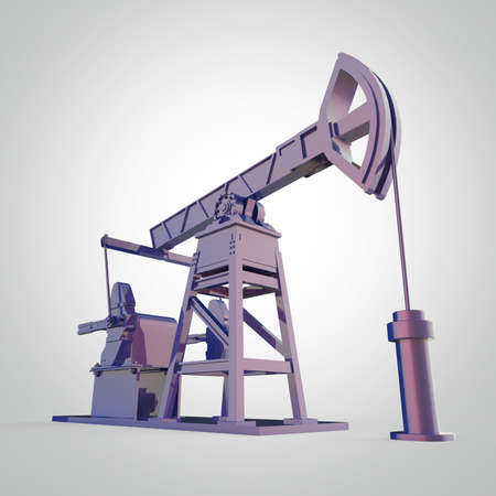 High detailed colorful metallic oil pump-jack, oil rig. isolated 3d rendering. oil, fuel industry, economy crisis illustration.の写真素材