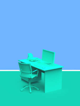color 3d render of office desk  with place for headline and text template modern style. business data report, presentation, web page, brochure, leaflet, flyer, poster and advertising.の写真素材