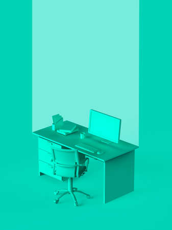color 3d render of office desk  with place for headline and text template modern style. business data report, presentation, web page, brochure, leaflet, flyer, poster and advertising.の写真素材