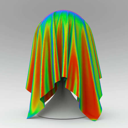 ball on conical stand covered with light grey matte fabric textile 3d renderingの写真素材