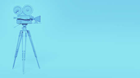 color vintage retro movie camera on tripod mount isolated high quality 3d rendering 16:9 presentation background templateの写真素材