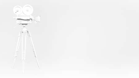 color vintage retro movie camera on tripod mount isolated high quality 3d rendering 16:9 presentation background templateの写真素材