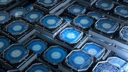 asbtract high details technical or sci-fi pattern background with roughness glass metal and glowing...
