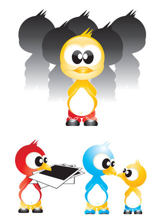 Cute editable cartoon birdsのイラスト素材