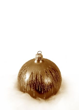 Christmas background with ball decoration and snow.の写真素材