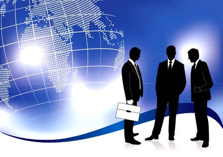 Global business meeting concept in editable vector formatのイラスト素材