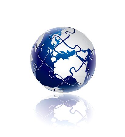 3D world puzzle concept in editable formatの写真素材