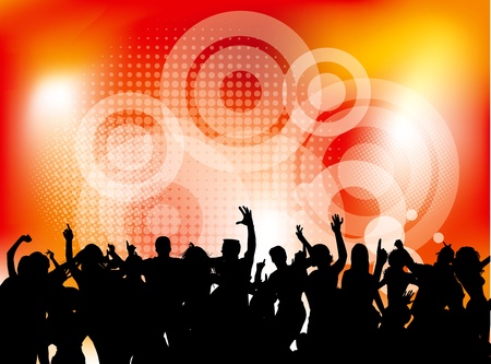 Club party with dancing people in editable vector formatのイラスト素材