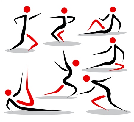 Abstract people silhouettes in editable vector formatのイラスト素材
