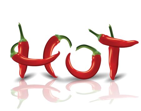 Hot red Chilies with reflectionのイラスト素材