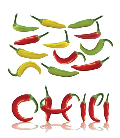 Hot Chilies with reflectionのイラスト素材