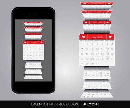 July Calendar interface conceptのイラスト素材
