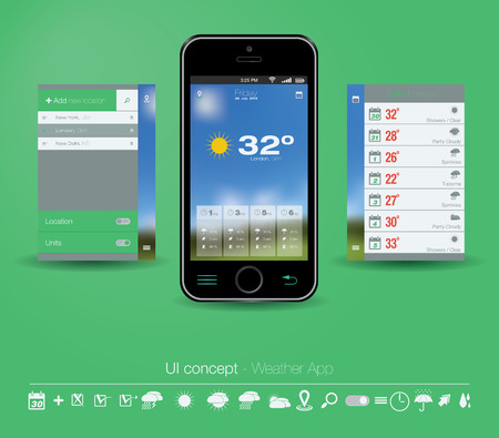 UI concept for Weather App. Editable vector format.のイラスト素材