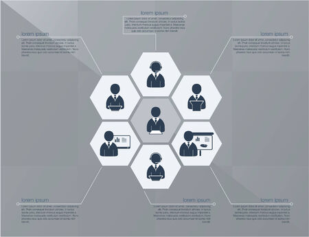 Six step business concept. Flat design in editable vector formatのイラスト素材
