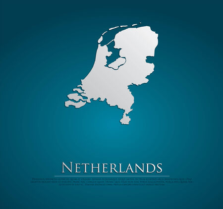 Netherlands Map card paper on blue background, high detailedの写真素材