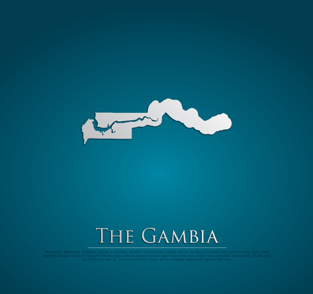 vector The Gambia Map card paper on blue background, high detailedの写真素材