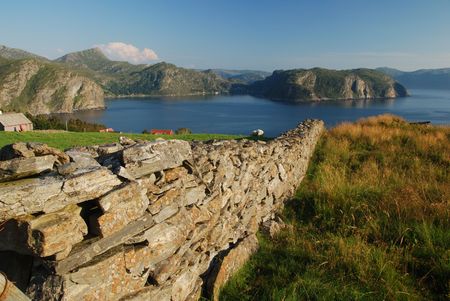 Picturesque coastal landscape in Western Norwayの写真素材