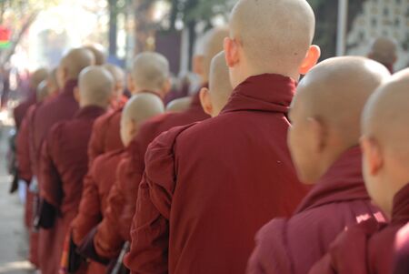 Buddhist monks, near Mandalay, Myanmar. February 2012のeditorial素材