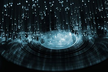 Fiber optics background with lots of blue light spotsの写真素材