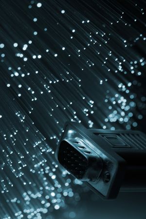 Fiber optics background with lots of blue light spots