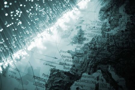 Fiber optics background with lots of light spotsの写真素材