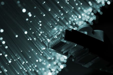 Fiber optics background with lots of light spotsの写真素材
