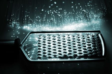 Fiber optics background with lots of light spotsの写真素材